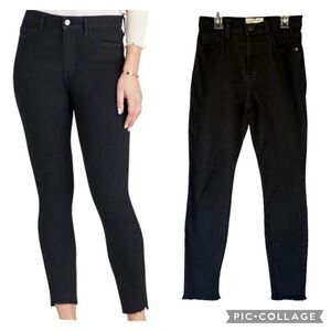 Current/Elliot Black Wash Skinny Jean High Waist Stiletto Ankle Chop Frayed 26